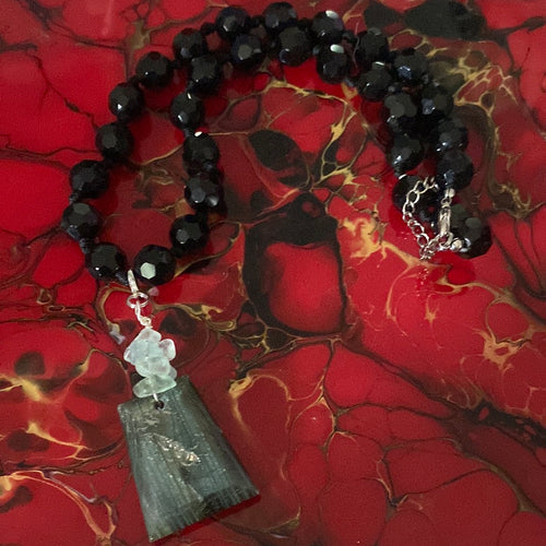 Black Onyx Necklace and Labradorite Pendant